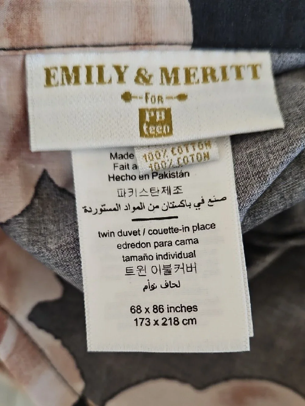 Pottery Barn Teen Emily Meritt Black Mauve Bed of Roses Cotton Twin Duvet Cover